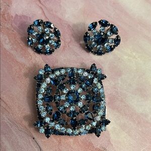 vtg Jay Flex  Sterling Silver brooch & earrings  baguette